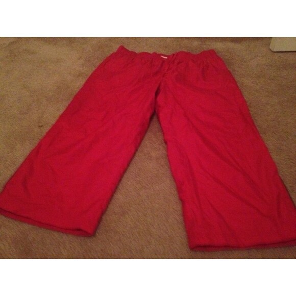 Danskin Now Women's Capri Wind Lined Pants Pockets Nylon Size XL 16-18 Red - Picture 1 of 3
